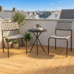 Stilren Bistro Sittgrupp för Balkong och Terrass – 2 Stolar och Bord i Grå Konstrotting