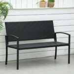 Stilren Trädgårdsbänk i Konstrotting för 2 Personer - 122 cm - Svart