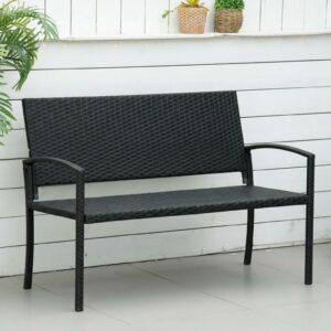 Stilren Trädgårdsbänk i Konstrotting för 2 Personer - 122 cm - Svart