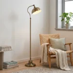 Stilren Vintage Golvlampa i Bronsfärgad Metall – Justerbar Läslampa - 152 cm