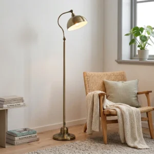 Stilren Vintage Golvlampa i Bronsfärgad Metall – Justerbar Läslampa - 152 cm