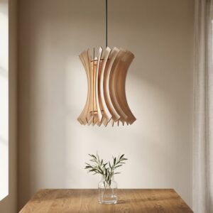 Modern Taklampa i Trä – Stilren Design med Organisk Form