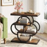 Elegant Blomformat Sidobord med 4 Hyllplan