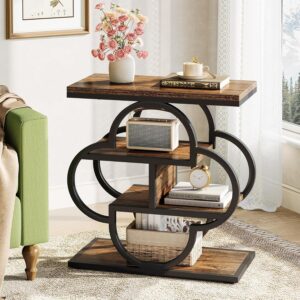 Elegant Blomformat Sidobord med 4 Hyllplan