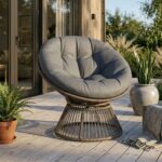 360° Vridbar Papasanstol i Rotting – Lyxig Komfort med Stor Kudde - Inom- & Utomhus