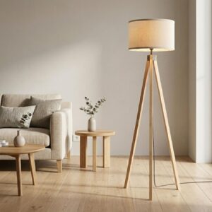 Stilren Trebent Golvlampa i Trä – Skandinavisk Design med Mjuk Belysning - 152 cm