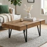 Stilrent Soffbord i Industriell Stil – Extra Tjock Bordsskiva - 105 x 60 cm