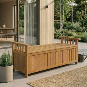 Robust 2-sits Trädgårdsbänk i Massivt Trä med Förvaring – 2-i-1 Design - 128 cm