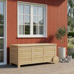 Rustik Förvaringsbox i Trä med Hjul och Sittlock – 185 L - Dynbox för Trädgård & Balkong – 110 cm