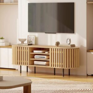 Stilren TV-bänk i Skandinavisk Design med Lamelldörrar - 140 cm