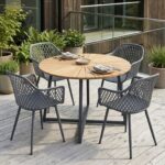 Eleganta Trädgårdsstolar i Modern Design – 4-pack – Grå
