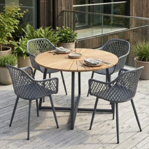 Eleganta Trädgårdsstolar i Modern Design – 4-pack – Grå
